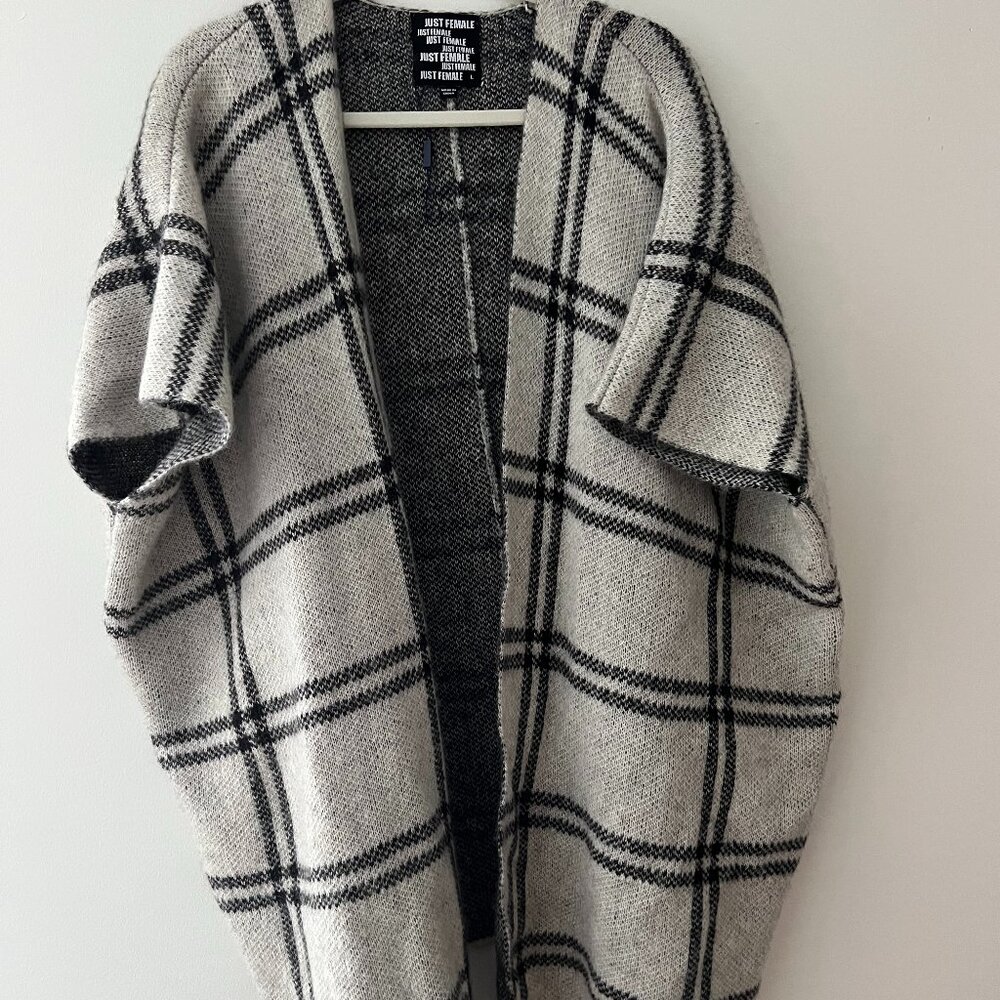 Just Female Cardigan Black and White Gingham